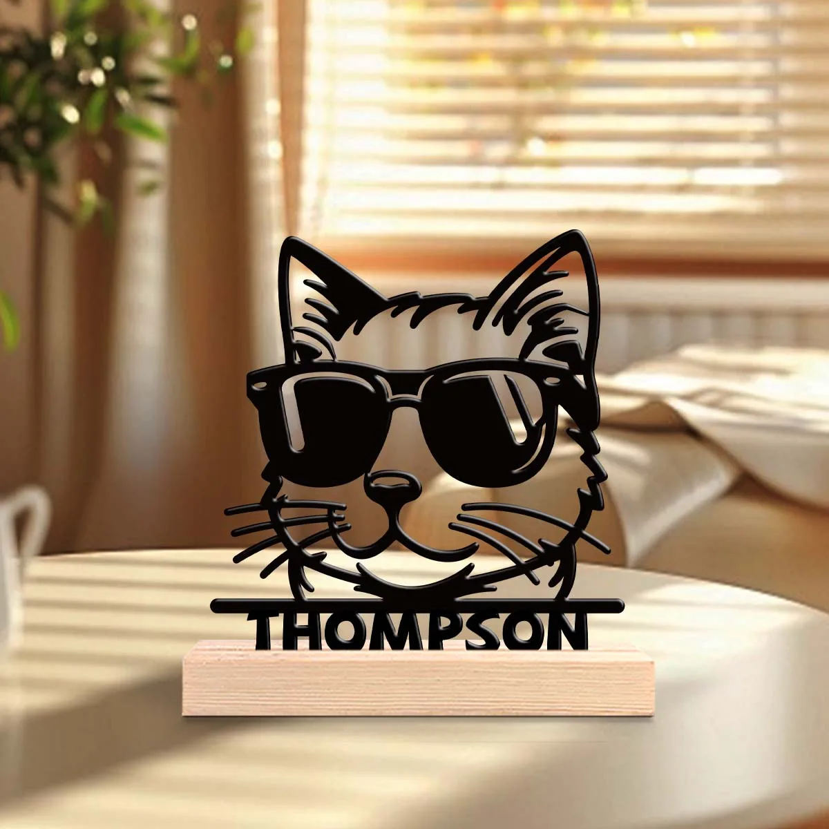 1pc Customizable Wrought Iron Desktop Decoration Custom Name With Wooden Base Home or Office Decorations