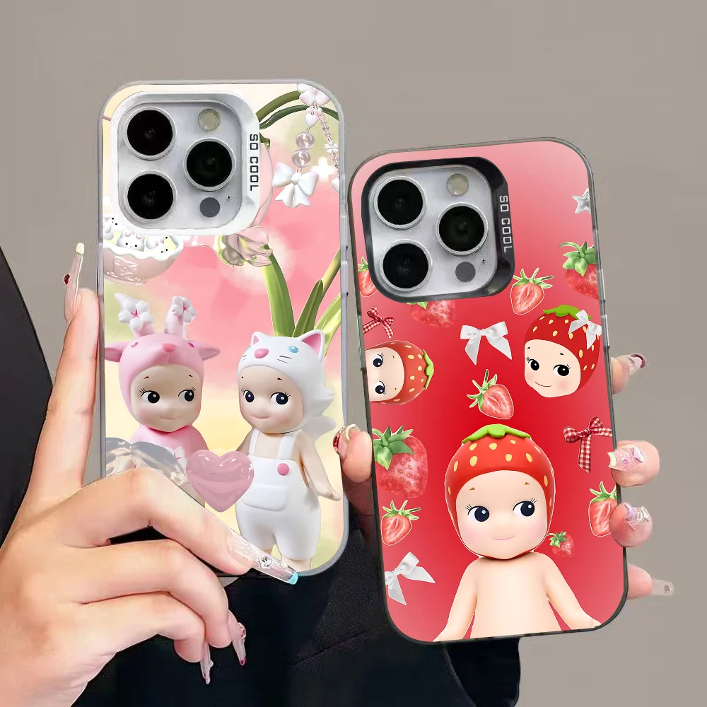 

Cute S-Sonny Angel Phone Case For IPhone 16 15 14 13 12 11 Pro Max Plus Color Shockproof Back Silver Cover
