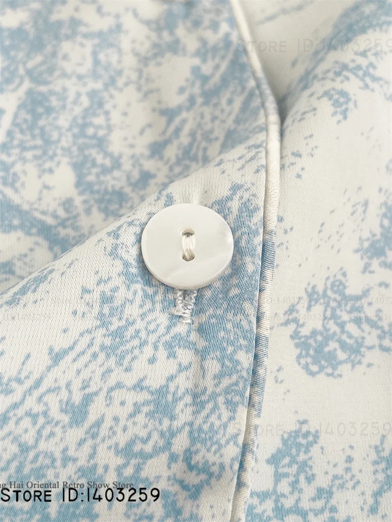 طقم بيجامات نسائي ملابس نوم صيفية بأكمام قصيرة وبنطلون ملابس صالة مثيرة مطبوعة بالزهور ملابس نوم بيجامات بدلة ملابس منزلية من الحرير والساتان #5