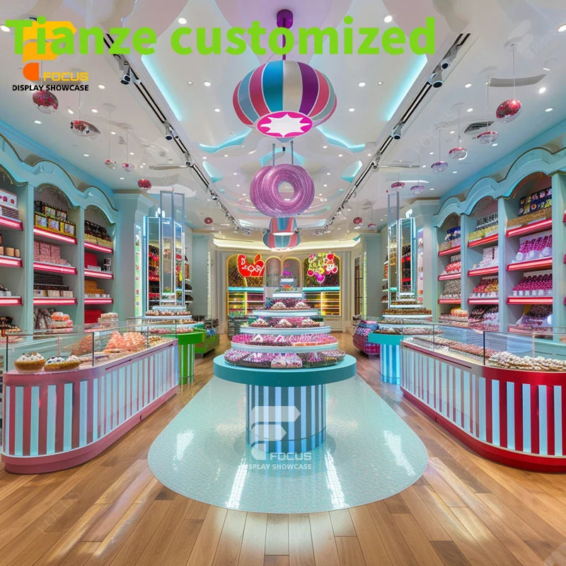 Customized-Factory Customized Modern Chocolate Display Fridge Showcase Candy Shelves  Racks Snacks Standing