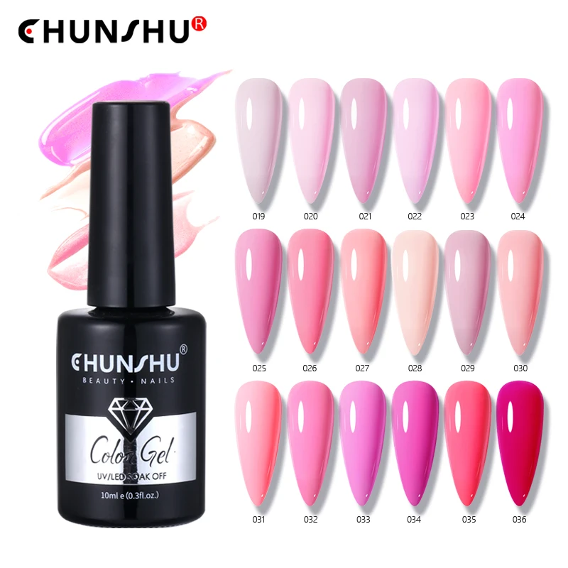 CHUNSHU Nagelgelpoliermittel, 10 ml, semi-permanente Lacke, rosa Pfirsich, nackte Farbe, Gel, Soak Off, langlebig, UV-Lichthärtung, Nagelkunst, DIY