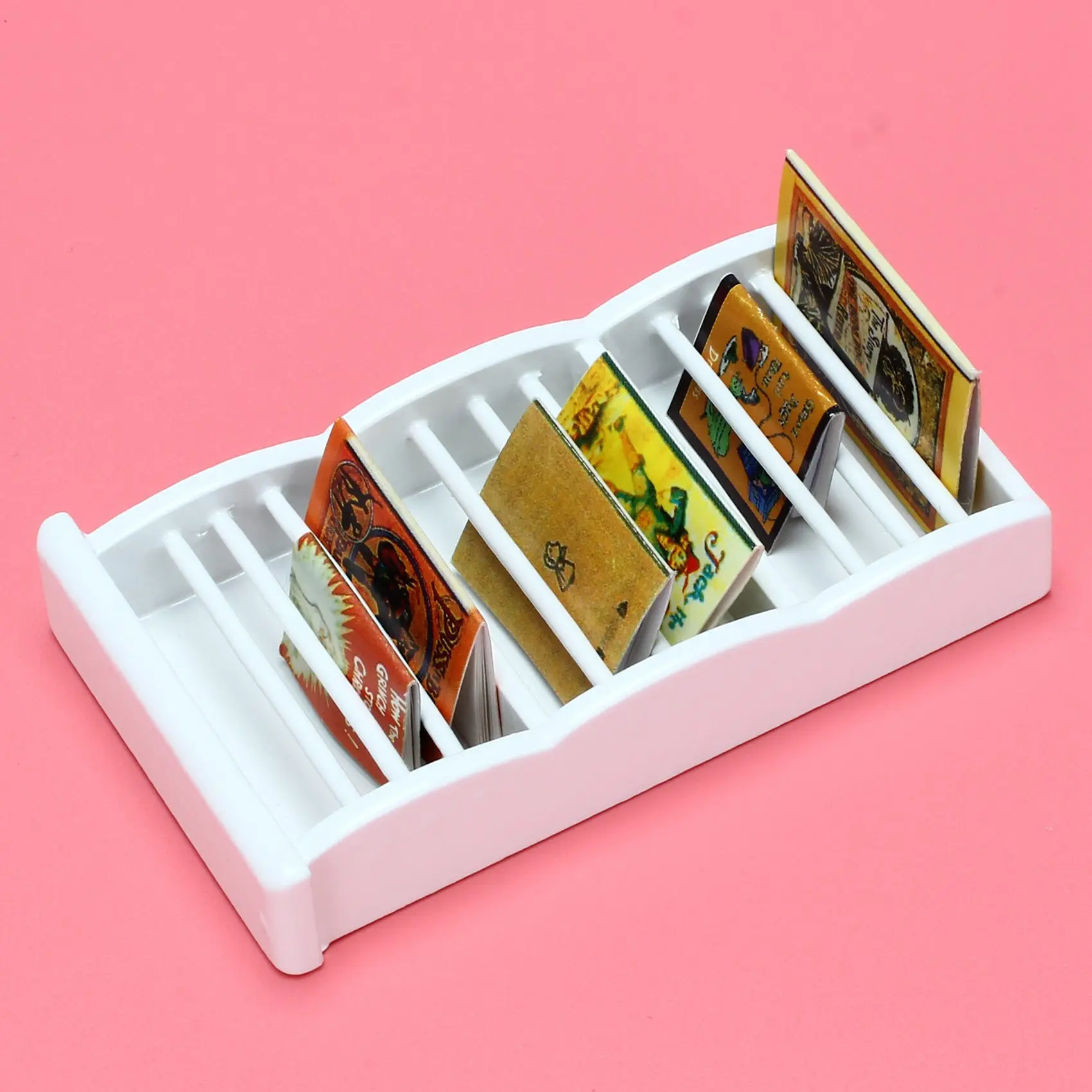 1:12 Miniature Dollhouse Newspaper Magazine Rack Book Shelf,Mini Doll Storage Display Shelves DollHouse Decoration White