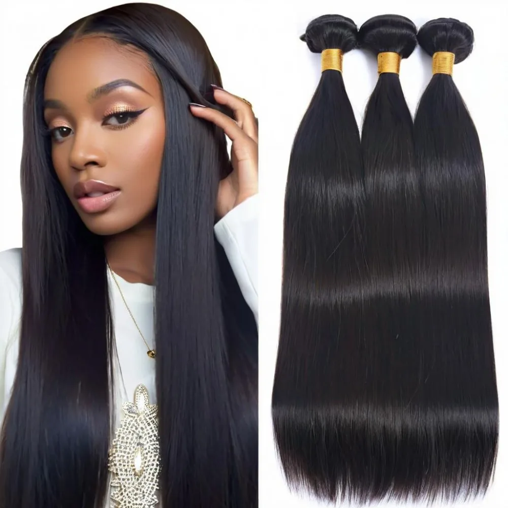 3Pcs Human Hair Bundles High-quality 10A Brazilian Raw Hair Weave Bundles 10 30  Inch Straight Human Hair Bundles Extensions