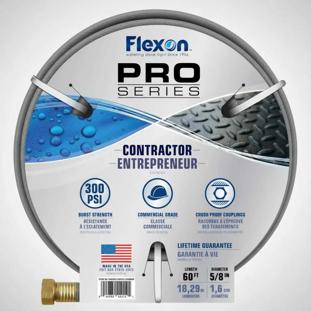 

Heavy-Duty 5/8-Inch x 60-Feet Garden Hose for Contractors and Homeowners, Commercial Grade with High Burst Strength