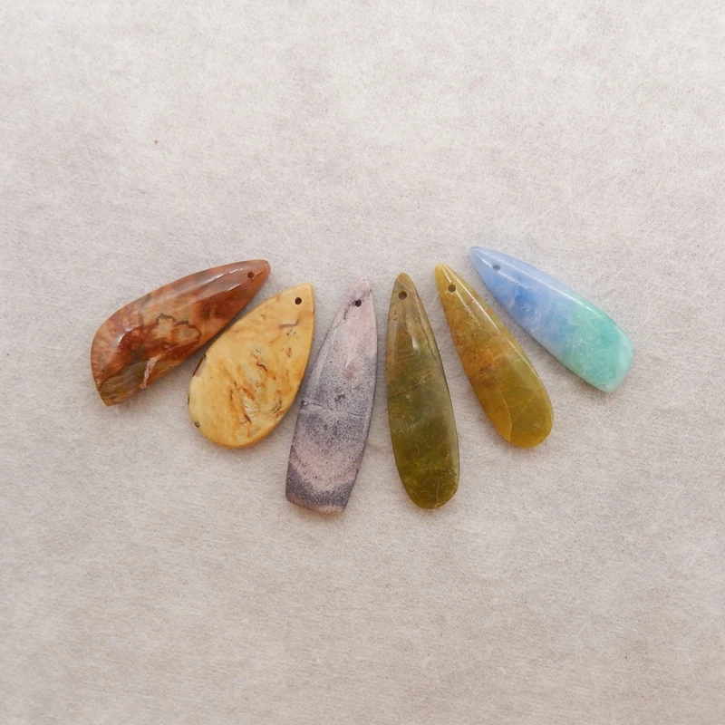 

6PCS Us Biggs Jasper Onyx Yeallow Opal Bird eye jasper Picture Jasper purple stone For Jewelry Making FashionPendant Beads