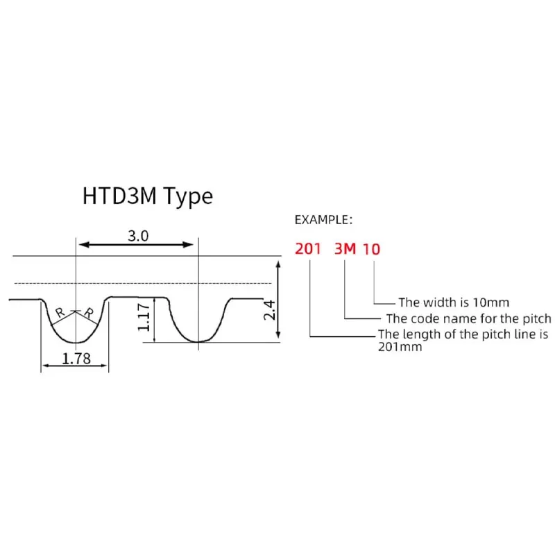 고무 타이밍 벨트 폐쇄 루프 동기 벨트 판매, HTD 3M, 180mm, 183mm, 186mm, 189mm, 192mm, 195mm, 198mm, 8mm, 10mm, 12mm 너비