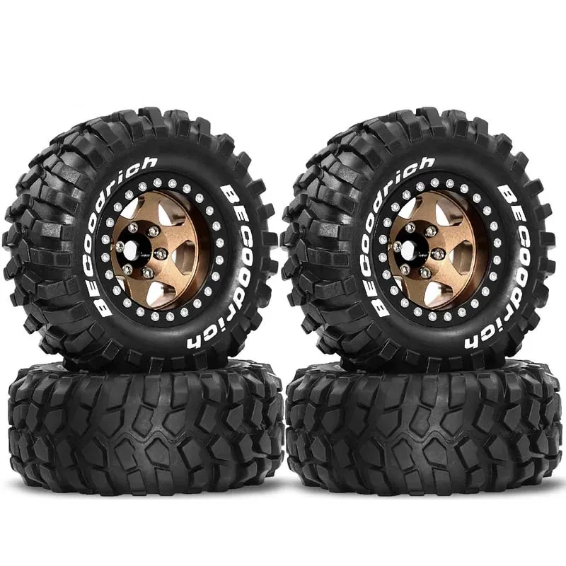 

4pcs 1.9" Rubber Tires Beadlock Wheels Rims for 1/10 RC Crawler Car Traxxas TRX4 Axial SCX10 90046 90047 MST HSP Redcat Gen8