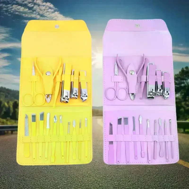 ชุดอุปกรณ์ดูแลเล็บระดับพรีเมียม 16 ชิ้น สำหรับใช้ในบ้าน ทำจากสแตนเลส พร้อมชุดตัดเล็บเท้า และกระเป๋าเดินทาง