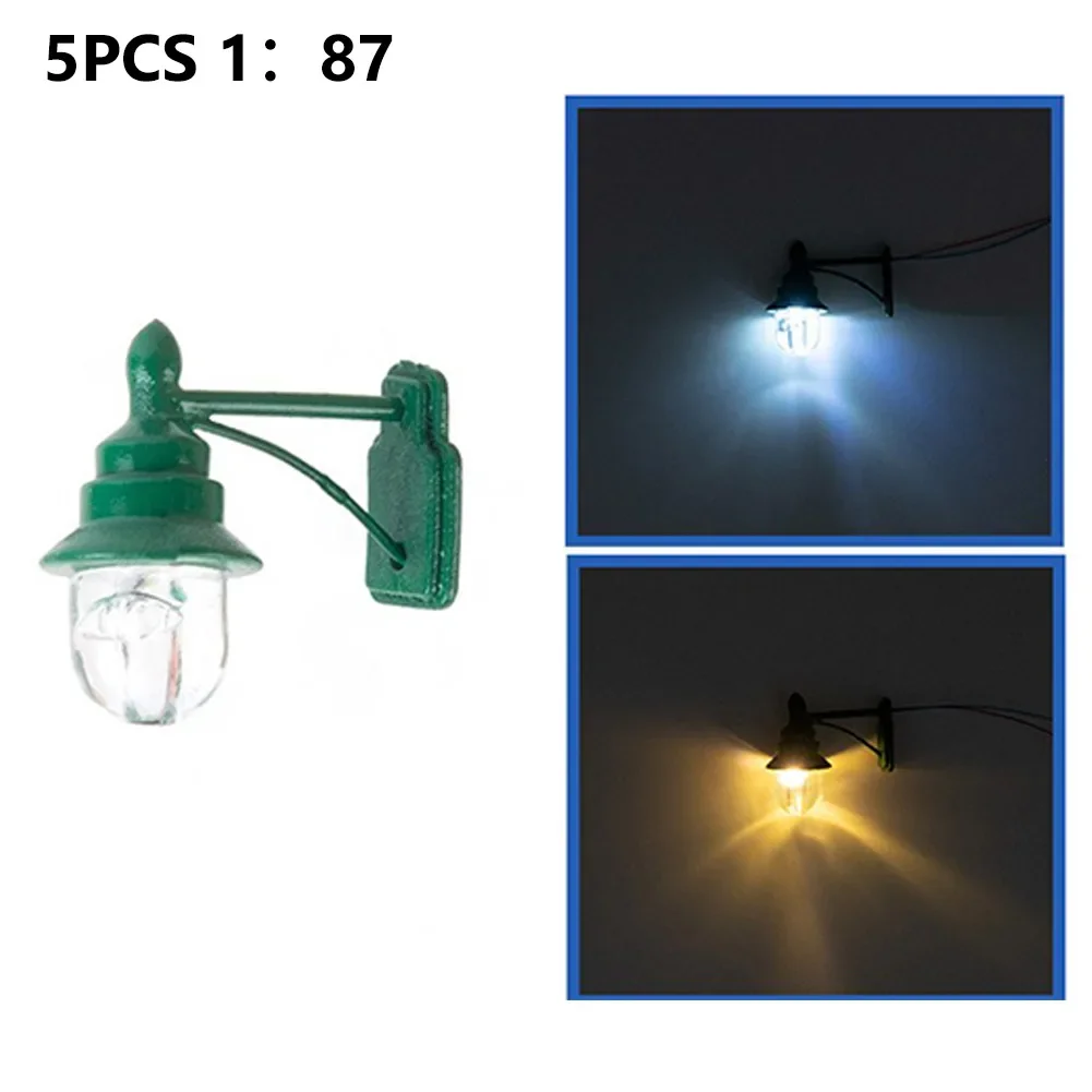 5pcs Wall Lights White/warm White HO Scale Railway Train Lamp Warm White 3V/12V LED Street Light Sand Table Model Garden Decor