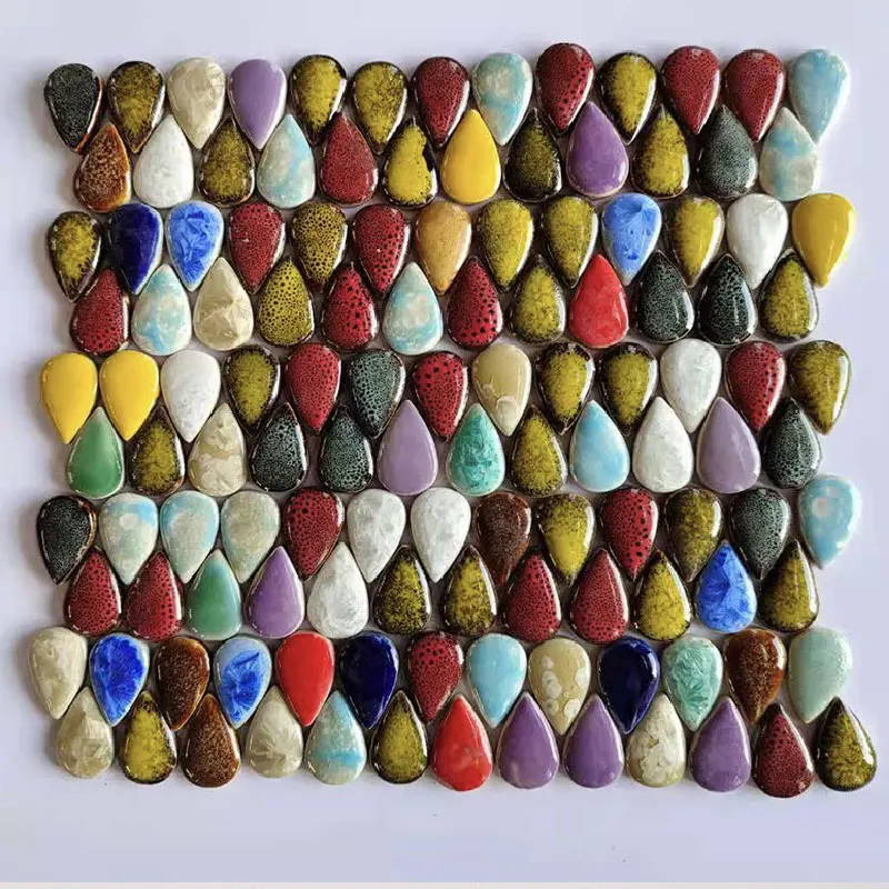 100g Oval Ceramic Mosaic Tiles Multi Color Mosaic Piece DIY Mosaic Making Stones for Craft Hobby Arts Home Wall Decoration arte