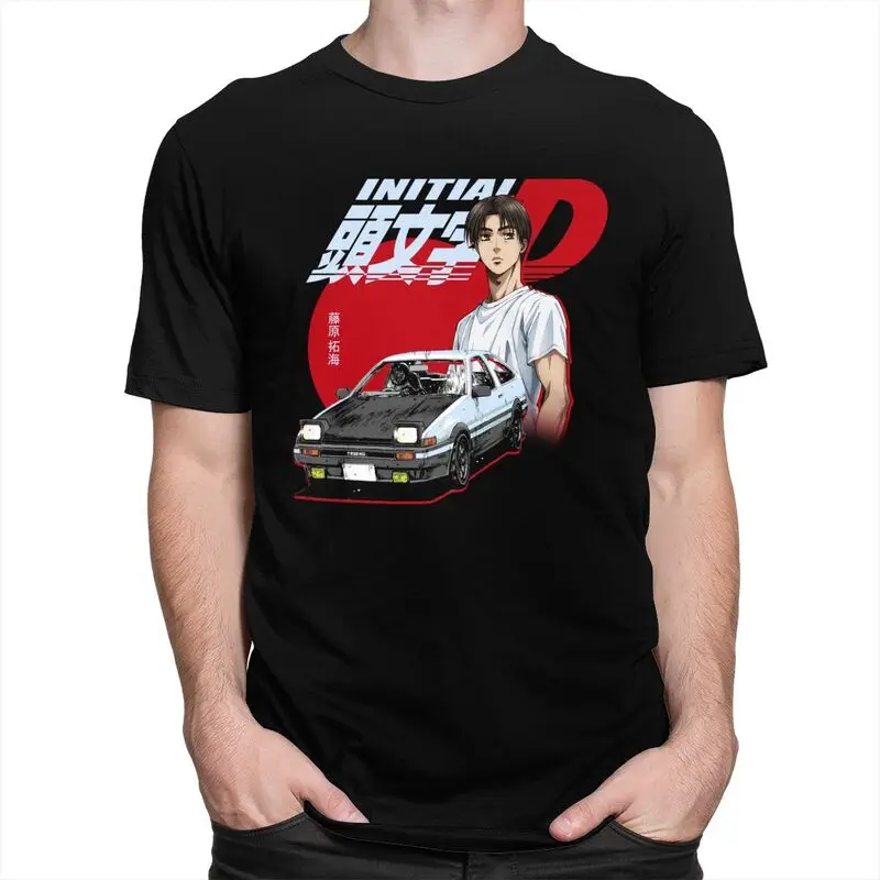 Custom Anime Initial D T Shirt for Men Tshirt Casual Tee Short Sleeve T-shirt Slim Fit Clothing