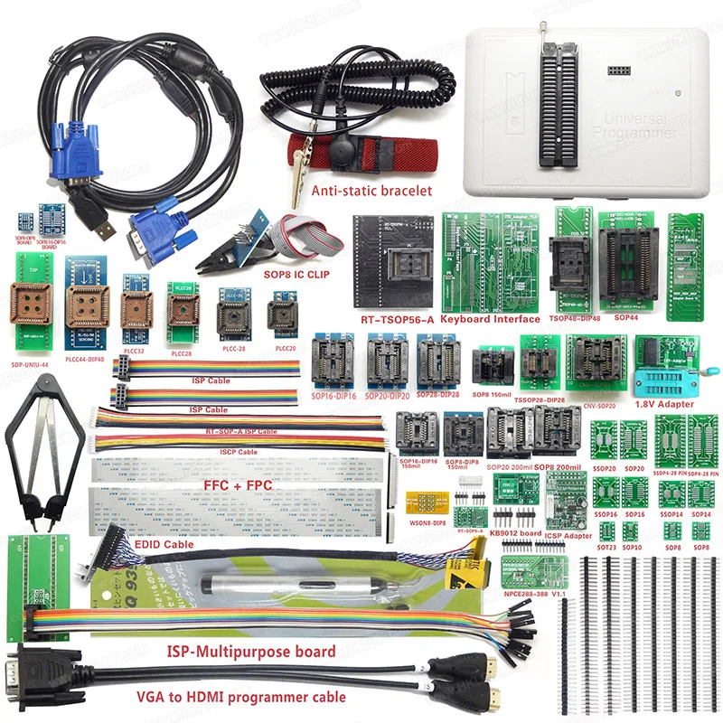 New Original RT809H SPI EMMC IC Programmers with 51pcs SOP TSOP adapters Universal Programmer