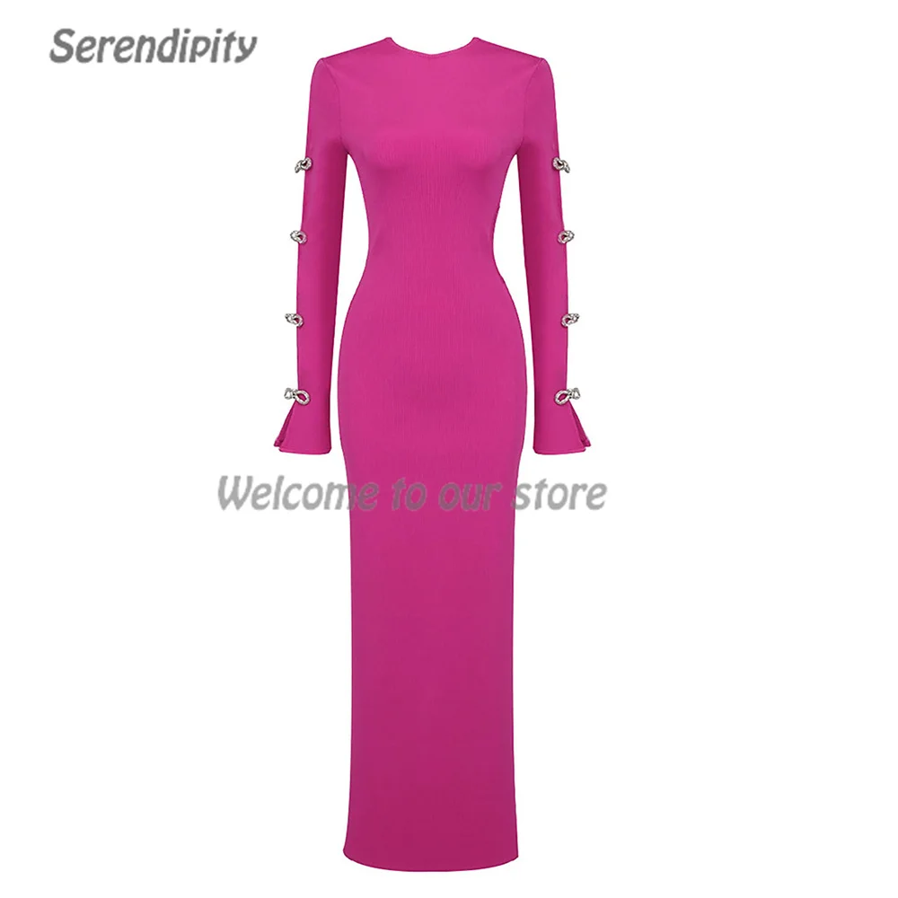 Serendipity-vestido de noche de crepé para mujer, elegante vestido ajustado con cuello redondo a la moda para fiesta de graduación y Cóctel de Navidad, 2024