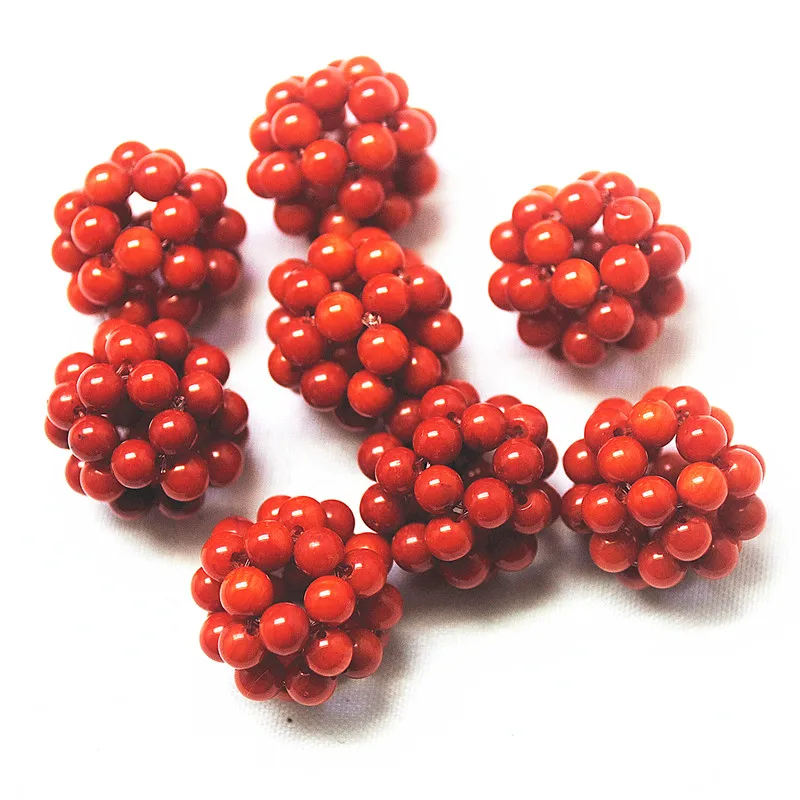 3PCS LIGHT RED HOWLLOW MATCHING BEADS CORAL MATERIAL SIZE 16MM DIY JEWELRY FINDINGS