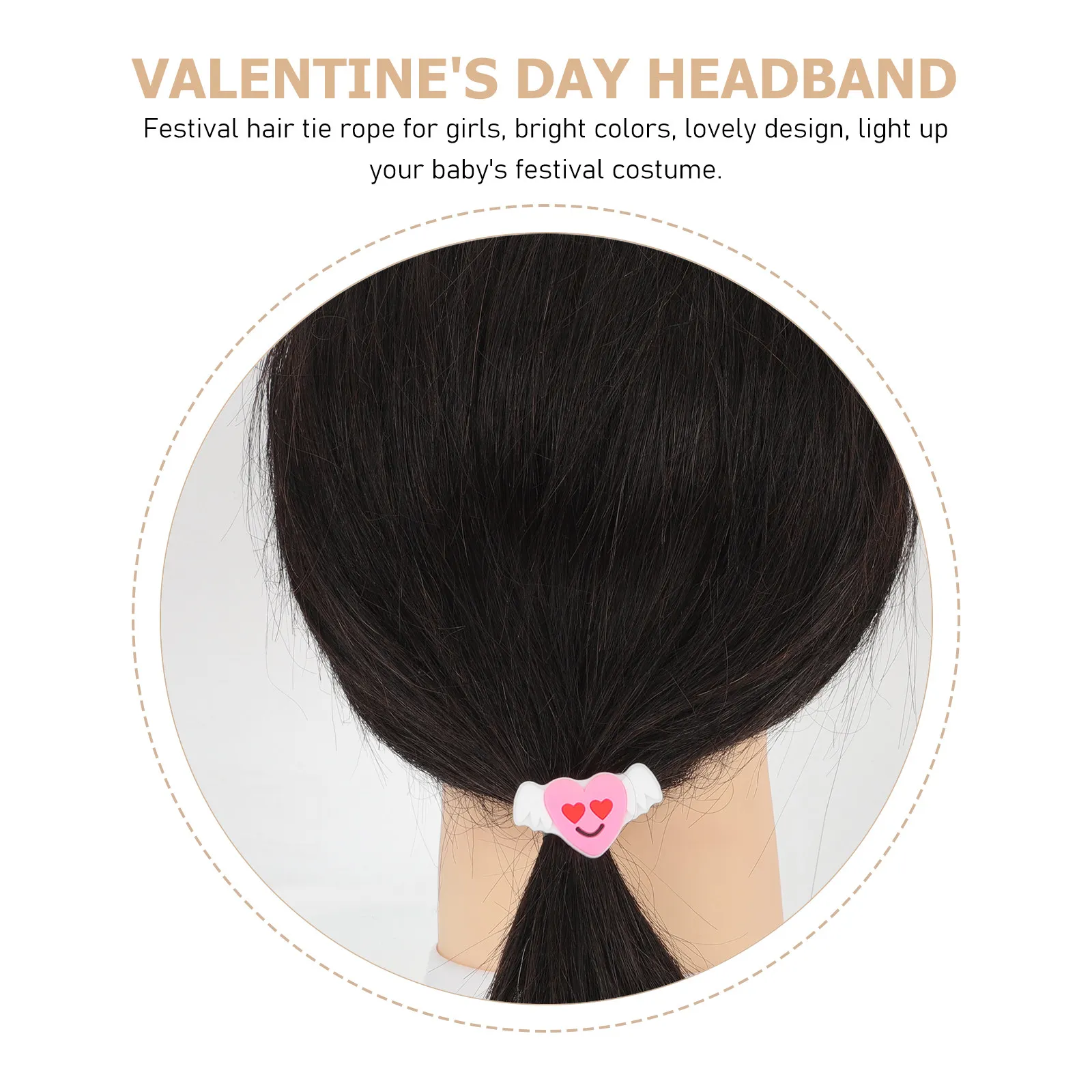 

20 шт. резинок для волос для девочек, эластичные резинки на тему Дня святого Валентина, прочные, легкие, для вечеринок, школы, фестивалей, декоративные аксессуары, подарок