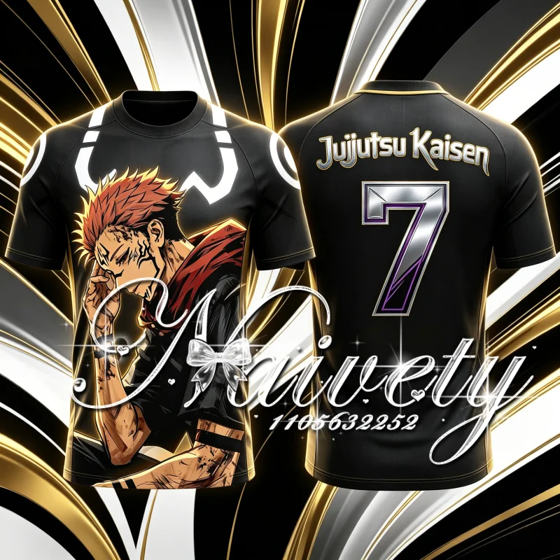 New Summer Jujutsu Kaisen Ryomen Sukuna Manga 3DPrint Soccer Jersey Unisex Loose Sports Tee Personalized Anime Short Sleeve Tops
