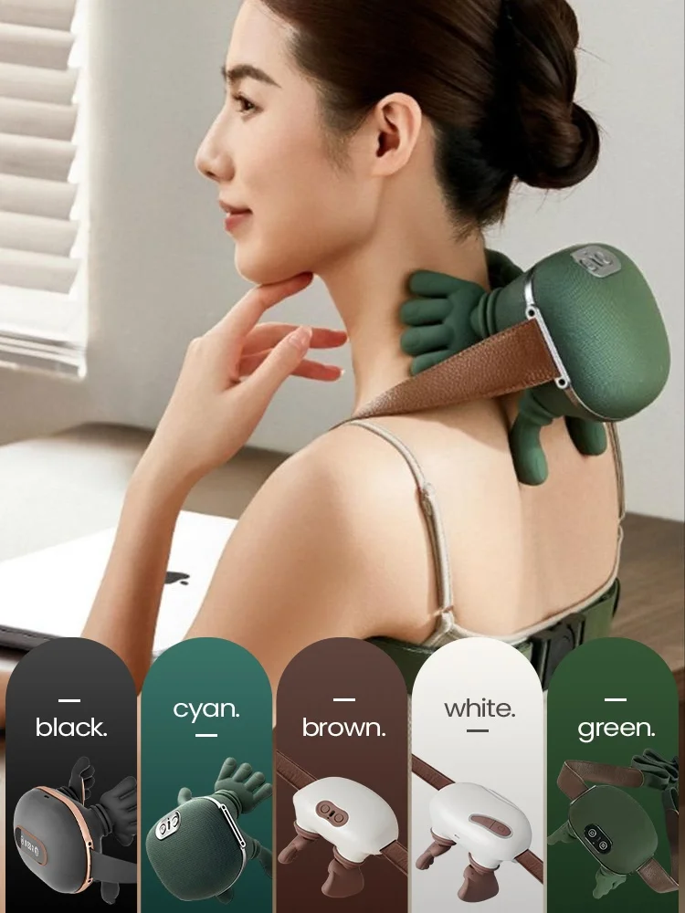 

Электрический массажер для шеи с подогревом, 3 режима бионического разминания, портативный массажер для плеч и спины для домашнего или офисного использования