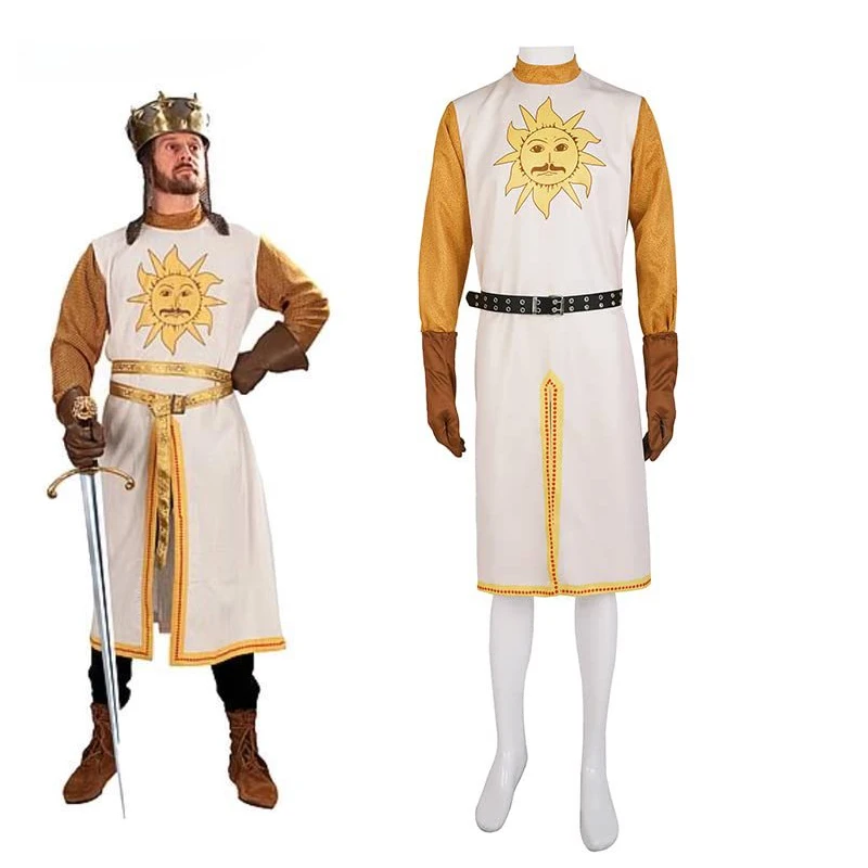 

King Arthur Cosplay Costume Halloween Royal King Prince Court Outfit Medieval Royalty Suit
