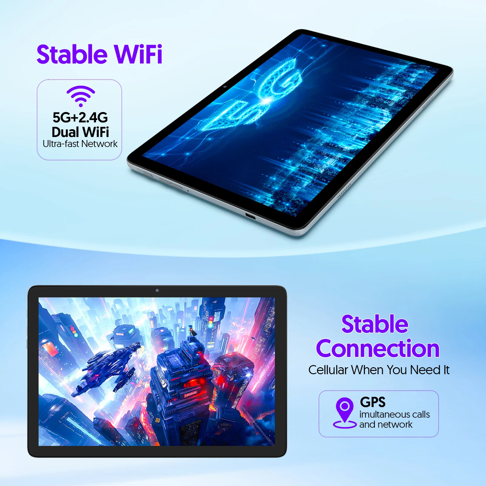 BAKEN Android Tablet 10.1 inches, 8(4+4)GB+128GB, Octa-core processor, 8000 Mah large capacity battery