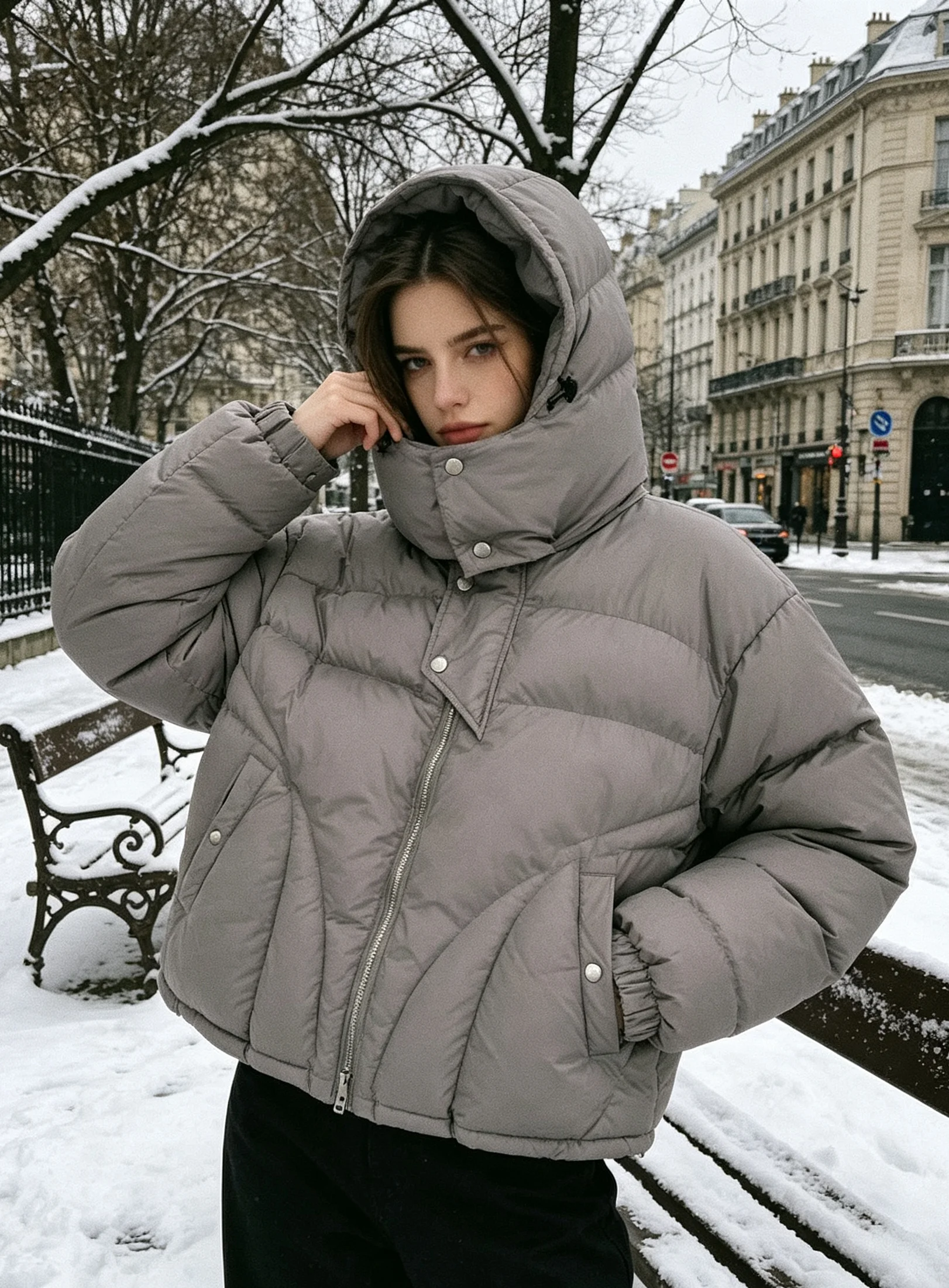 Unisex Harajuku Cotton Jacket European And American Loose Trendy Minimalist Design Personalized Street Hoodie Hip-Hop Style