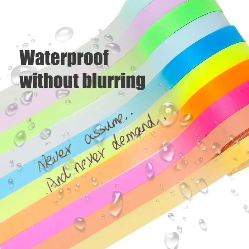 5Rolls Index Stickers Transparent Fluorescent Tape Waterproof Tabs Reading Note Stationery Label Students School Office Supplies