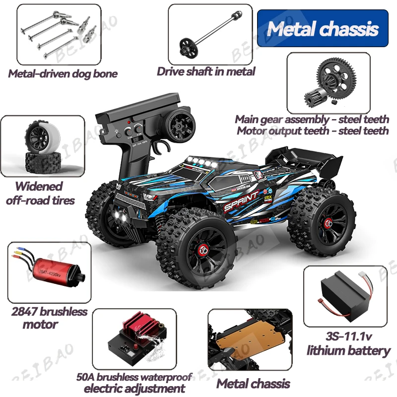 1:16 85KM/H Or 50KM/H 4WD RC Car With LED Remote Control Cars High Speed Drift Monster 4x4 Truck for Kids vs Wltoys 124017 Toys