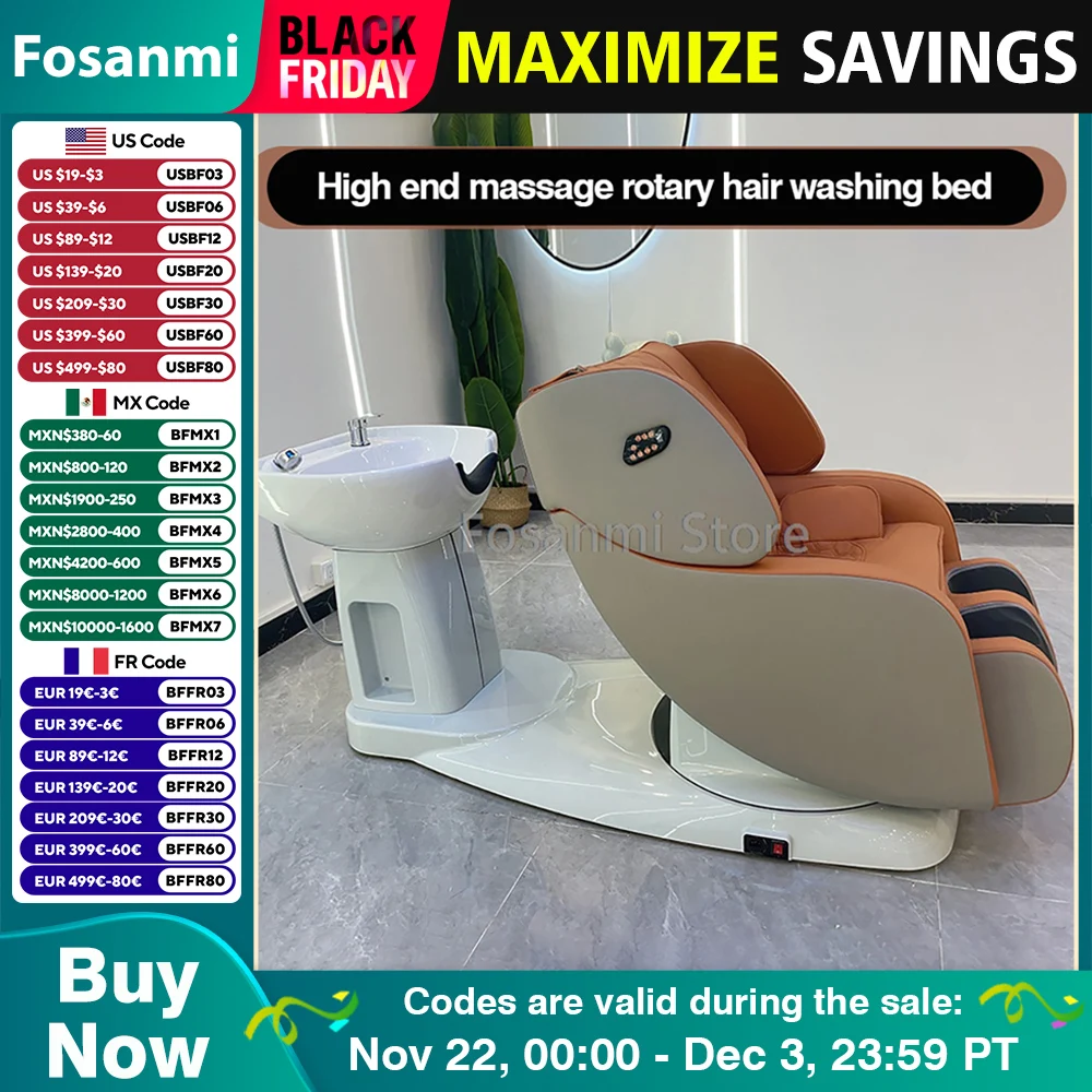 Luxury Automatic Electric  Massage Shampoo Bed Washing Flushing Back Massage Chair Bed With Ceramic Basin Hair  For Hair Salon