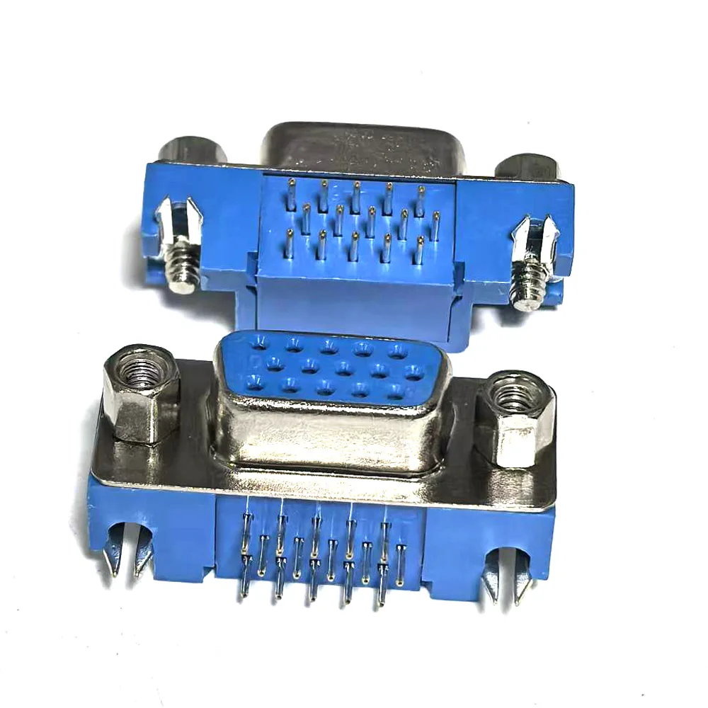 10pcs VGA Socket DR15 Female Socket/Head 3 Rows 15 Pins 90 Degree Bent Leg Solder Board DB15 Short Body 3.08MM Adapter