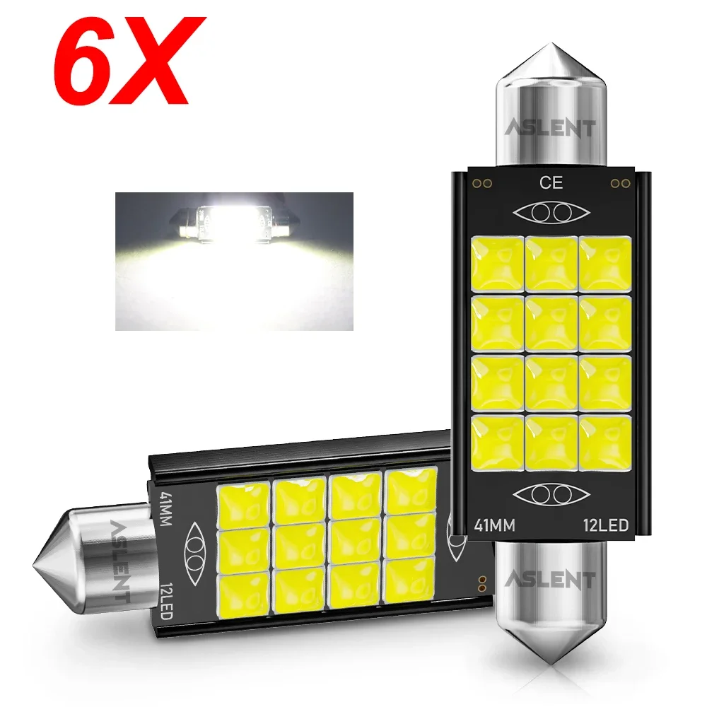 

6x Festoon 31mm 36mm 39mm 41mm LED Bulb C5W C10W C3W Super Bright Car Dome Light Canbus Auto Interior Reading Lamps White 12V