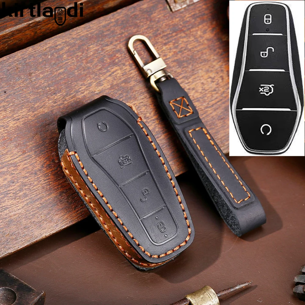 Leather Key Case For BYD Tang EV600 Han EV Yuan ATTO 3 Song PLUS Pro MAX DMI Qin Seal Sedan Song Plus Key Cover Accessories