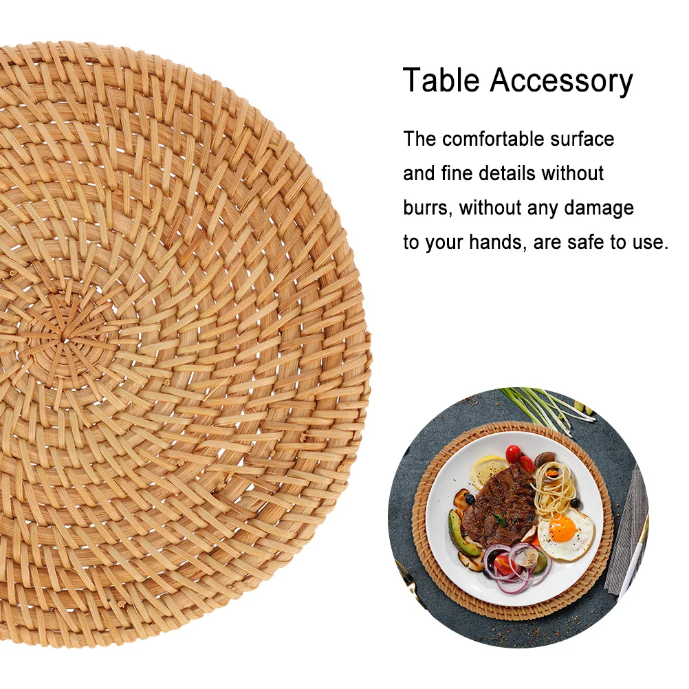 3 قطعة الروطان المنسوجة تحديد الموقع مكافحة تحرق الجدول حصيرة العزل الحراري مطعم المنزل استخدام آمن لا نتوءات المدمجة تكويم #3