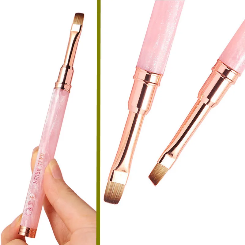 1/3 pièces rose poignée ronde Gel peinture brosse ongles pour Gel pointe Extension acrylique constructeur accessoire Nail Art pinceaux Gel ongles brosse