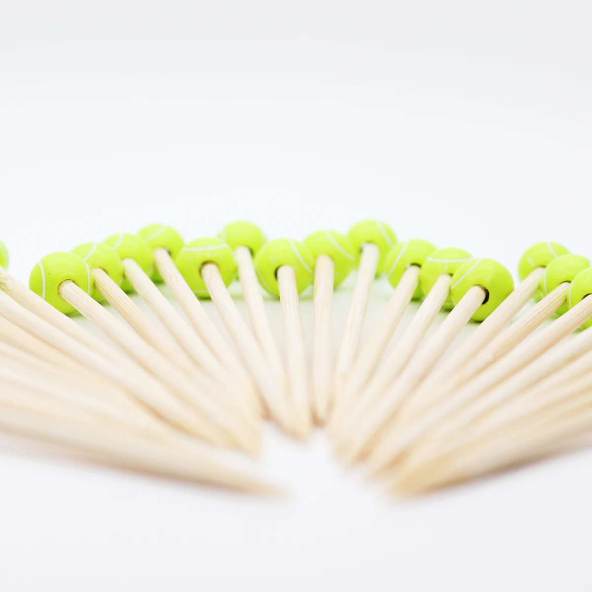 100 Pieces x Home Party Wedding Supplies Disposable 120mm Cocktail Tennis Ball Bamboo Pick Skewers