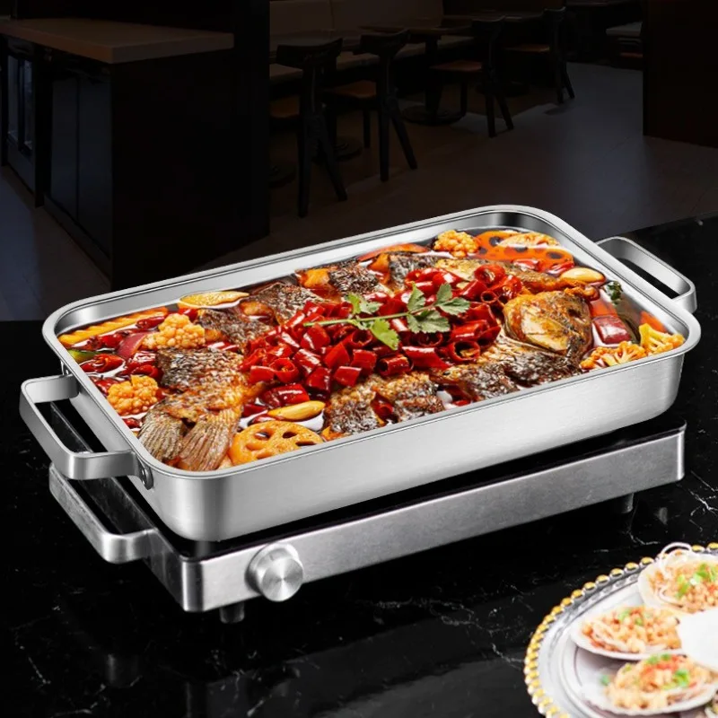 Grilled Fish Dish Rectangular Household Use 316 Stainless Steel Induction Cooker Special Pot Food Grade Baking Tray