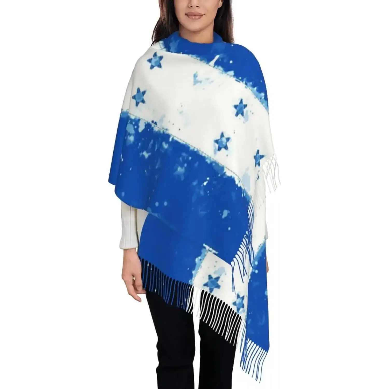 

Womens Winter Warm Casual Scarf, Women's Scarf with Tassel Flag Long Winter Fall Shawl Gifts Daily Travel Office