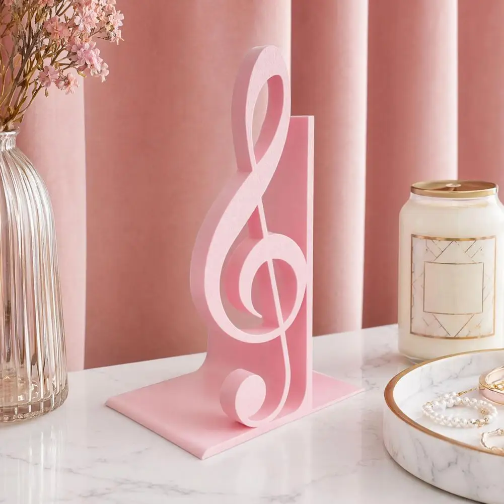 Scratch-free Music Ornament Treble Clef Ornament 3d Printed Treble Clef Bookends Music Note Shelf Organizer Non-slip Modern Book