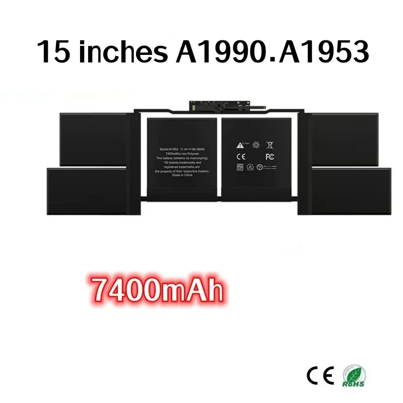 

7400mAh for Apple MACBOOK PRO 15 Inches A1990 A1953 Laptop Battery