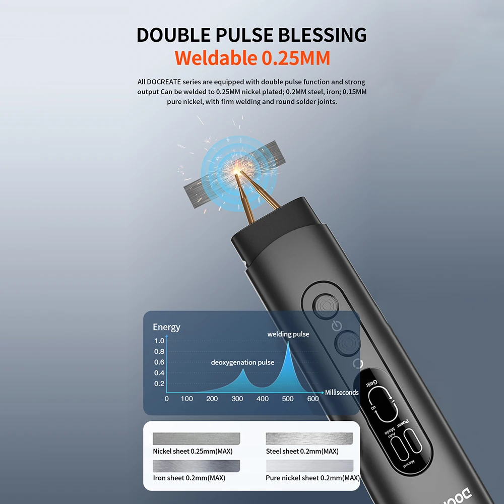 8 Levels Adjustable Spot Welder Portable Handheld Spot Welding Machine Energy Storage Spot Welding DIY for 18650 Battery