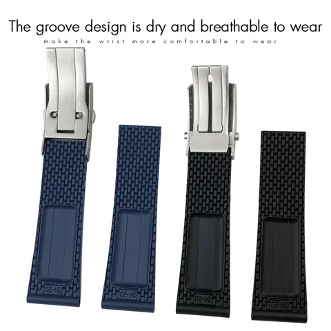 20mm 22mm 24mm flätat silikongummiarmband passar Breitling Avenger Superocean Heritage Seiko Longines Tudor klockarmband 6 best sales Breitling-rem - №3