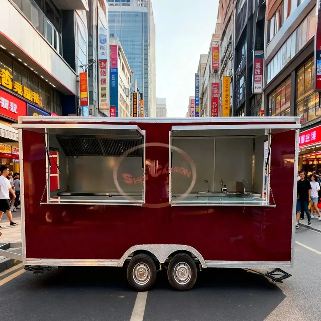 Large-Capacity Portable Towable Mobile Snack Cart Food Vendor Trailer for Commercial Use Ideal for Streets & Night Markets