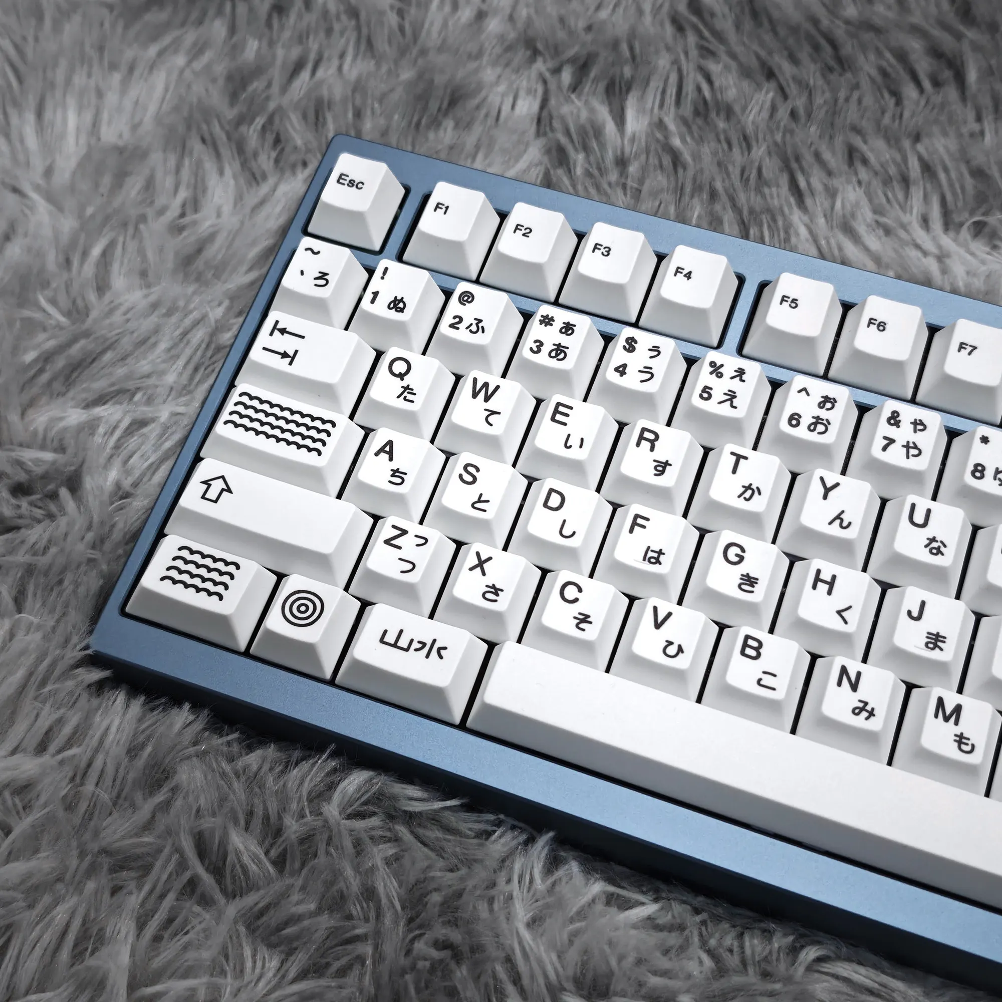 White Japanese Root Keycaps Cherry Profile Dye Sublimated PBT 143 Key Full Set Compatible with Cross Stem Switches