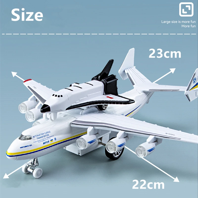 Nuovo modello di aeroplano in lega An-225 Mriya modello di aereo di trasporto aereo di grandi dimensioni modello di volo in metallo simulazione suono e luce regalo per bambini