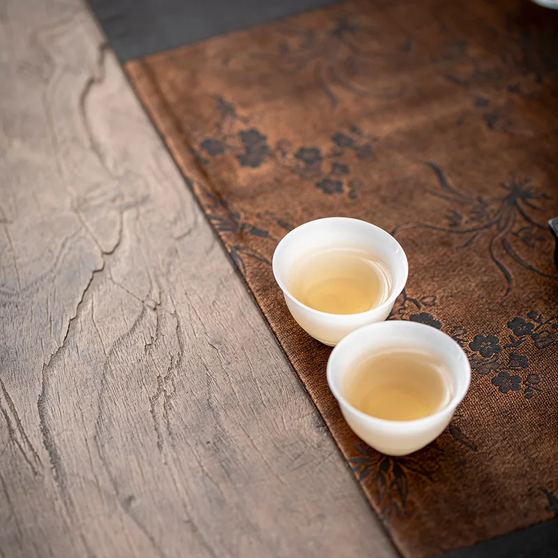 Xiangyunsha Fabric Tea Table Runner Waterproof Heat Resistant Mat Zen Double Sided Kung Fu Tea Home Tabletop Decor Craft