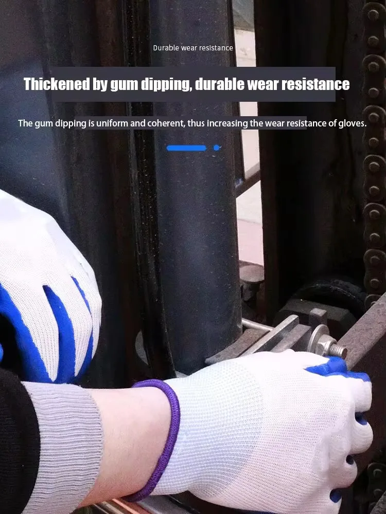 3 คู่ลื่นทนต่อการสึกหรอถุงมือไนไตรล์ระบายอากาศแรงงานอุตสาหกรรมอาคารความปลอดภัยในการก่อสร้างถุงมือทํางานลื่น