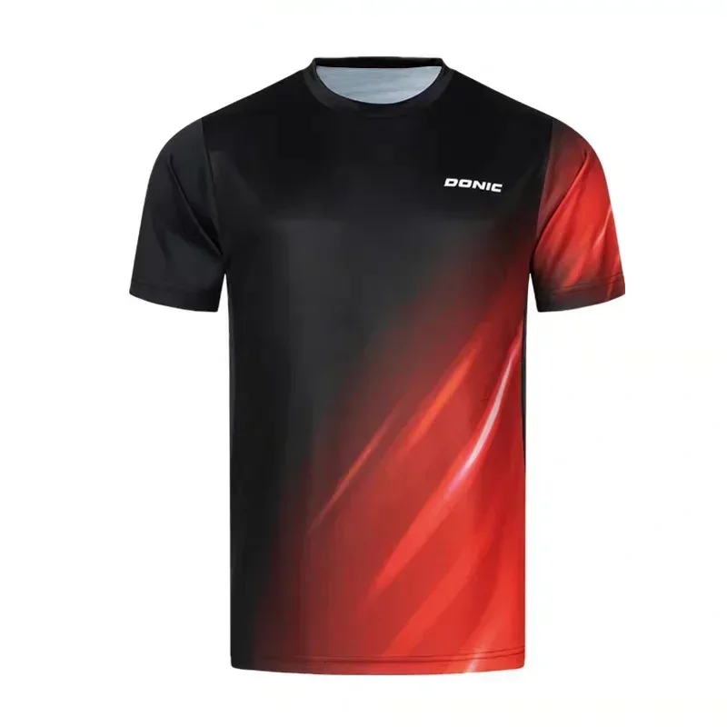 Gradient Speckled Stripe Tischtennis-Trikot für Herren und Damen, Unisex, schnell trocknend, atmungsaktiv, für Training und Wettkampf, kurzärmeliges Oberteil – Detail 12