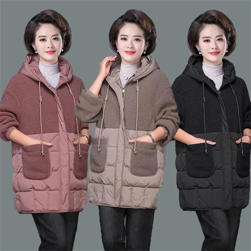 

Elderly Down Cotton Jacket Autumn Winter Jacket MediumLength Cotton Jacket Middle-aged Westernized Thickened CottonJacket