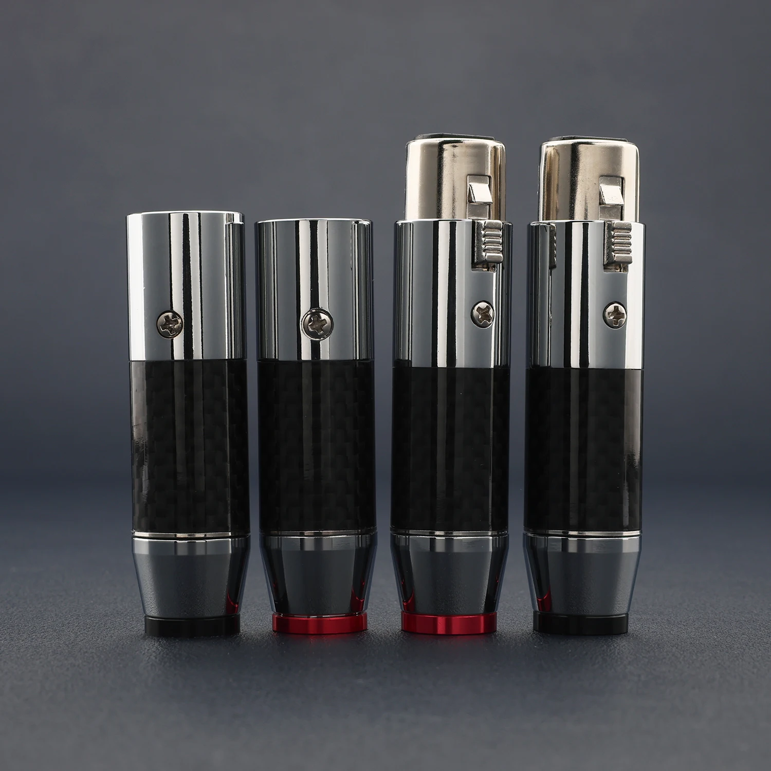 4PCS 2 Pair Rhodium Plated Carbon Fiber 3 Pin XLR Male Female Plug Solder DIY HIFI Balanced Audio Cable Connector Set