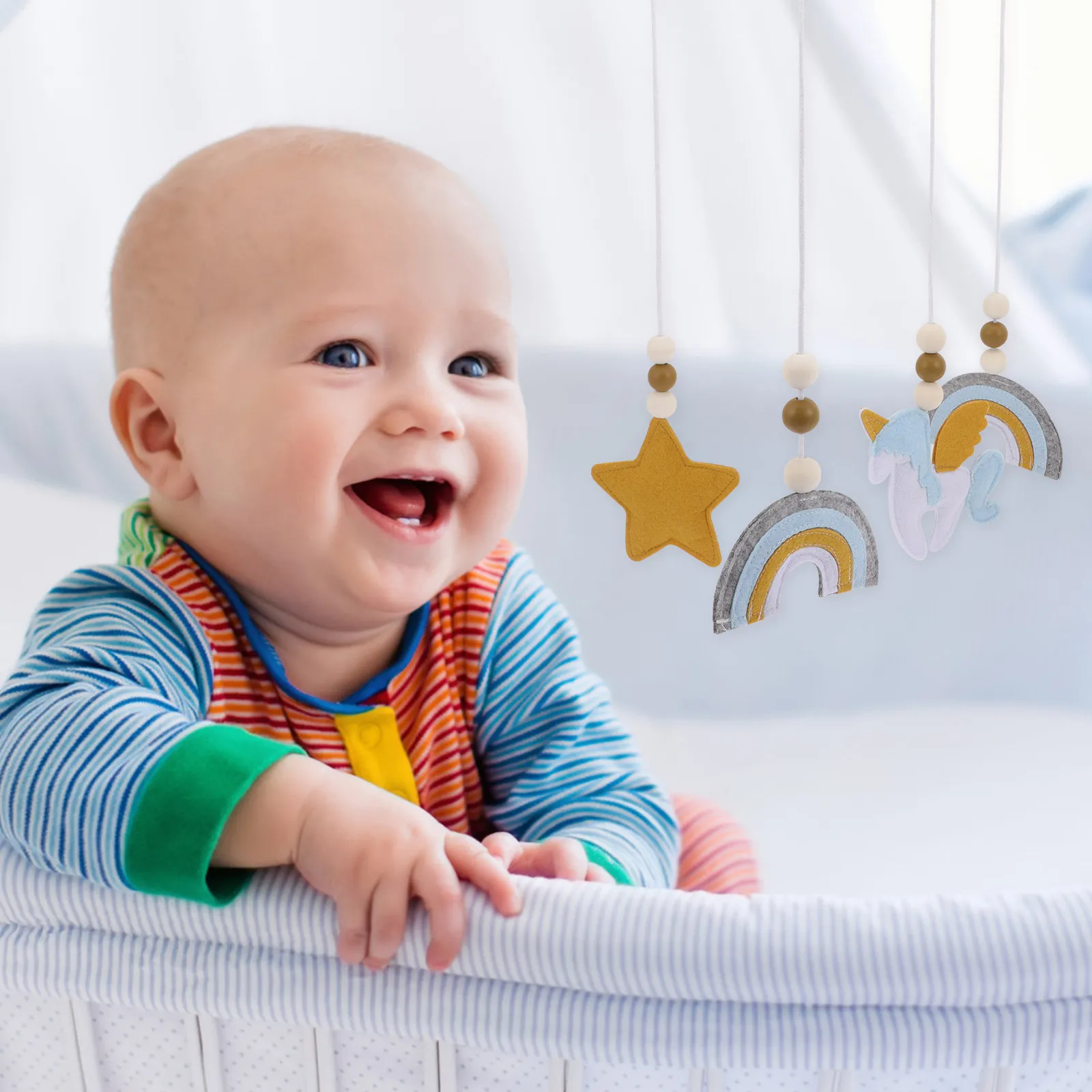 

Мобиль для детской кроватки, подвесная игрушка для новорожденных, развивающая моторику, погремушка для автокресла и кроватки, для мальчиков и девочек, декор для детской комнаты