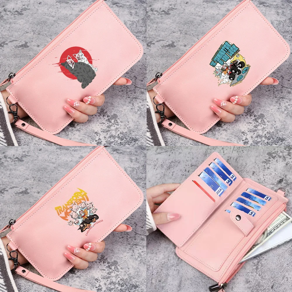 Women Zipper Wallet Credit ID Bank Card Holder Fashion Coin Purse Foldable Wallet Mask Print Clutch Waterproof Mobile Phone Bags