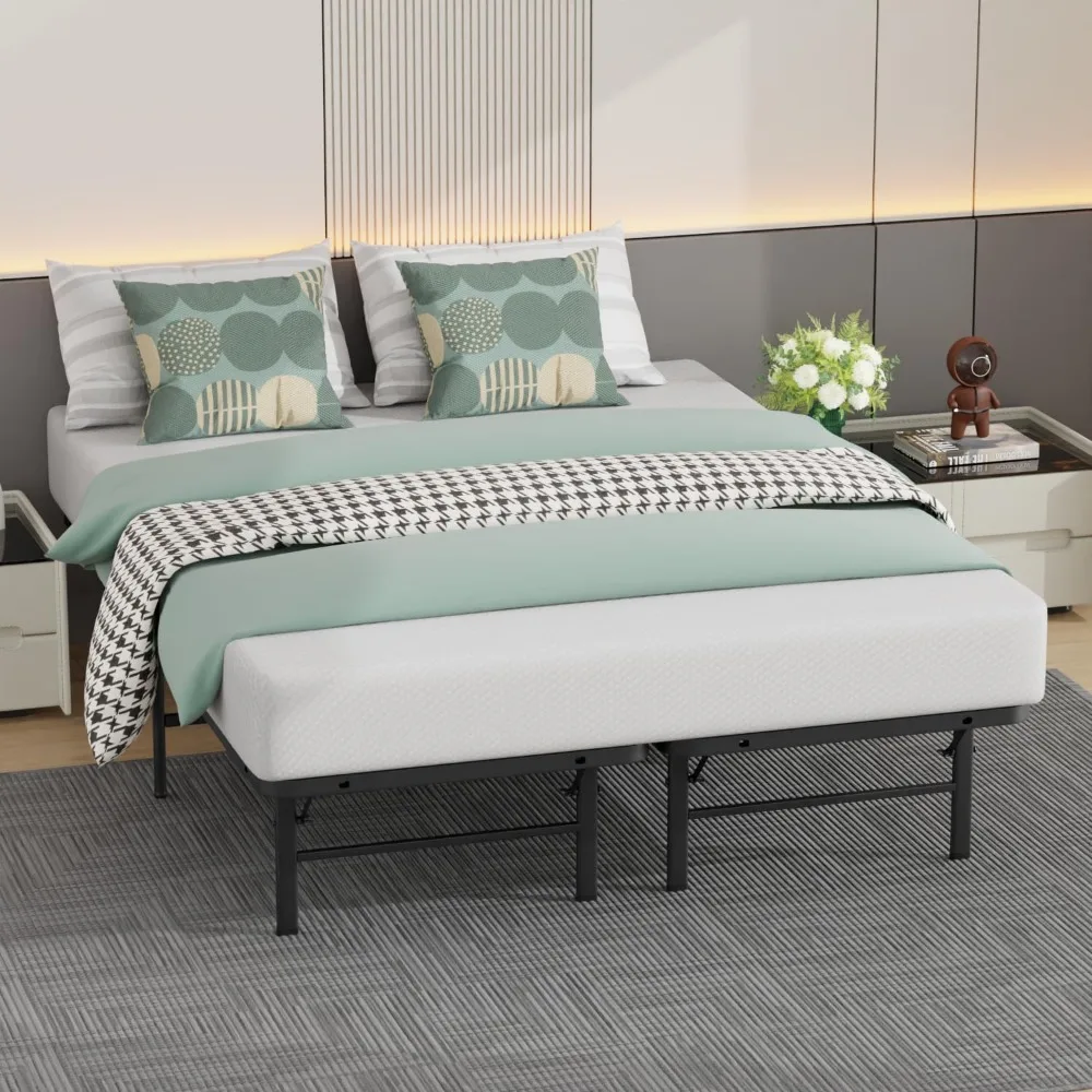 Queen Bed Frame Metal Platform Bed Frame Queen Size 14 Inch Mattress Foundation Box Spring Replacement Heavy